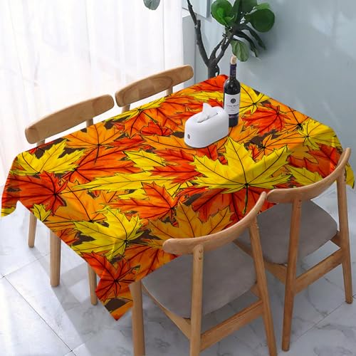 DOHXQM Tischtuch abwischen saubere tischdecke aus wasserdichte rechteckige Tischabdeckungsschutz für Küchenpicknick im,Nahtloses Muster aus herbstlichen Ahornblättern, gelb, rot und orange.,137x274 cm von DOHXQM