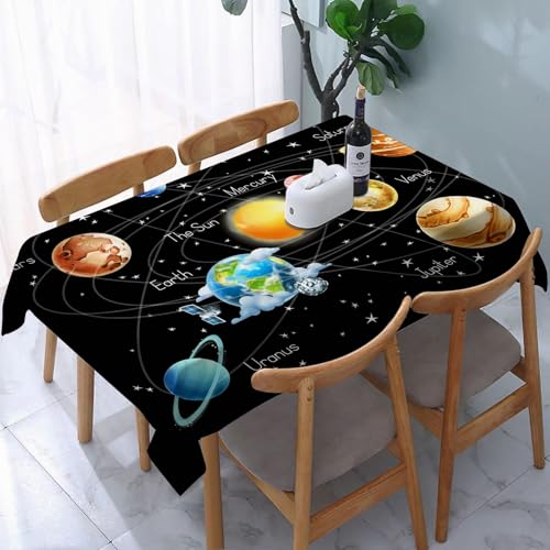 DOHXQM Tischtuch abwischen saubere tischdecke aus wasserdichte rechteckige Tischabdeckungsschutz für Küchenpicknick im,Sonnensystem, Planeten, Sterne, Milchstraße, astronomischer Weltraum,137x200 cm von DOHXQM