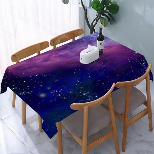 DOHXQM Tischtuch abwischen saubere tischdecke aus wasserdichte rechteckige Tischabdeckungsschutz für Küchenpicknick im,Weltraum, Ansammlungen von milchig inspirierten spirituellen Sternen,137x200 cm von DOHXQM