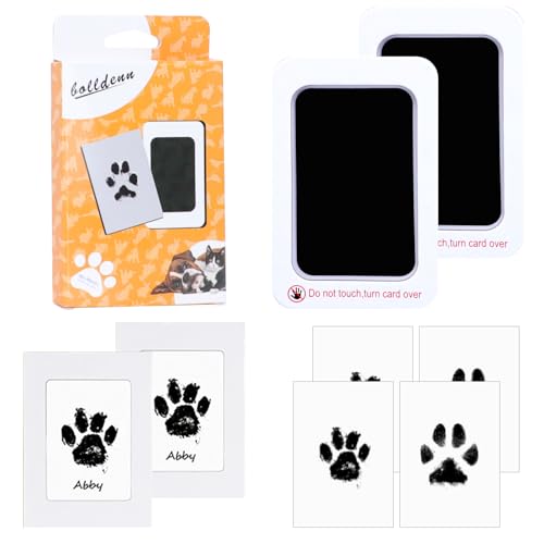 DOINEUFL Pfotenabdruck Set, Pfotenabdruck Set Katze,Pfotenabdruck Set Hund, Baby Handabdruck und Fußabdruck Set, Hundepfoten Abdruck Machen 2 Stempelkissen,4 Stück Pappe, 1 Aufkleber,1 Geschenkbox von DOINEUFL