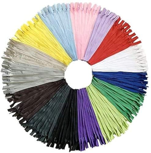 DOITEM 15 Farben Nylon Unsichtbar Reißverschlüsse, 25cm lang, 2.3cm breit für Kleidung Tasche Mäppchen Kissenbezug, 75 Stück von DOITEM