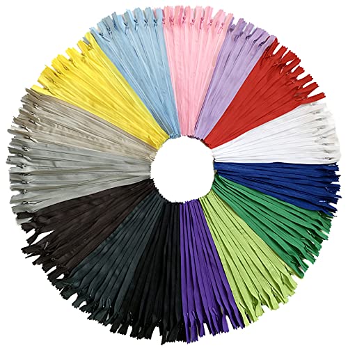 DOITEM 15 Farben Nylon Unsichtbar Reißverschlüsse, 35cm lang, 2.3cm breit für Kleidung Tasche Mäppchen Kissenbezug, 60 Stück von DOITEM