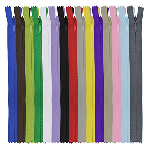 DOITEM 15 Farben Nylon Unsichtbar Reißverschlüsse, 60cm lang, 2.3cm breit für Kleidung Tasche Mäppchen Kissenbezug, 15 Stück von DOITEM