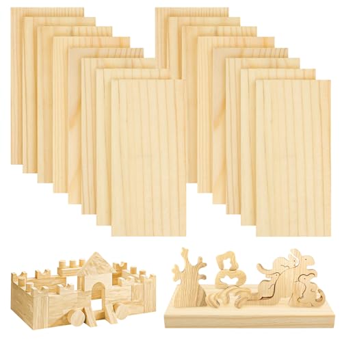 DOITEM 16 Stück 10 cm Kiefer Holz Rechteckige Platte fit für Handwerk Malerei Modellierung Laubsägearbeiten Graviert Home Decor von DOITEM