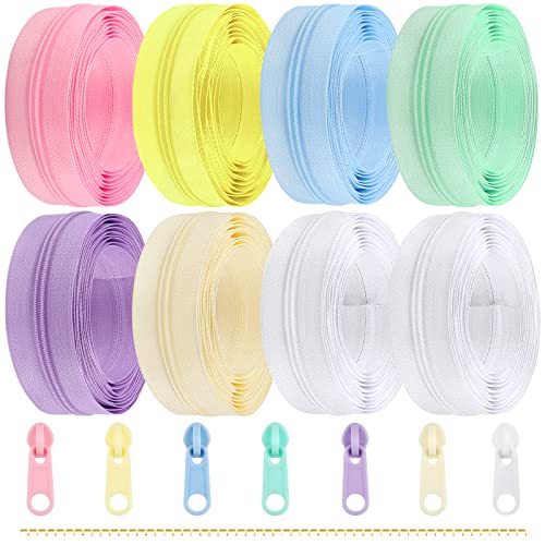 DOITEM 22,4 mm Reißverschlüsse Nylon Endlos Reißverschluss Set mit Schieber und Reißverschluss zum Nähen und Basteln - 7 Farben von DOITEM