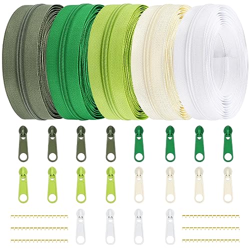 DOITEM 3 mm Reißverschluss 14 Meter Nylon Endlosreißverschluss Set mit Schieber und Zipper - 5 Farben von DOITEM