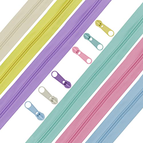 DOITEM 5 mm Reißverschluss 12 Meter Nylon Endlosreißverschluss Set mit Schieber und Zipper für Röcke, Rucksack, Heimtextilien, 6 Farben von DOITEM