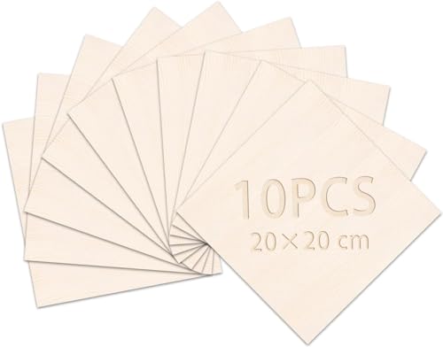 DOITEM Balsaholzplatten, 10 Stück dünne Holzplatten aus Balsaholz, 200 x 200 x 1.5 mm, Blanko, für Cricut-Macher, Holzhandwerk, Malerei, Gravierte Modellbauprojekte von DOITEM