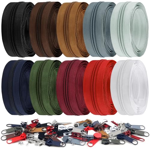 DOITEM Endlos Reißverschluss Set mit Zipper 5mm 20 Meter Inklusive 40 Metall Schieber für Kleidung Tasche Mäppchen Bettwäsche, 10 Farben DOITEM Endlos Reißverschluss Set mit Zipper 5mm 20 Meter Inklusive 40 Metall Schieber für Kleidung Tasche Mäppchen Bettwäsche, 10 Farben von DOITEM