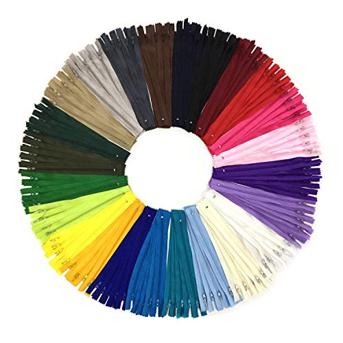 DOITEM Reißverschluss, 24 Farben Nylon Reißverschlüsse, 20cm lang, 2.5cm breit für Kleidung Tasche Mäppchen Kissenbezug, 120 Stück von DOITEM