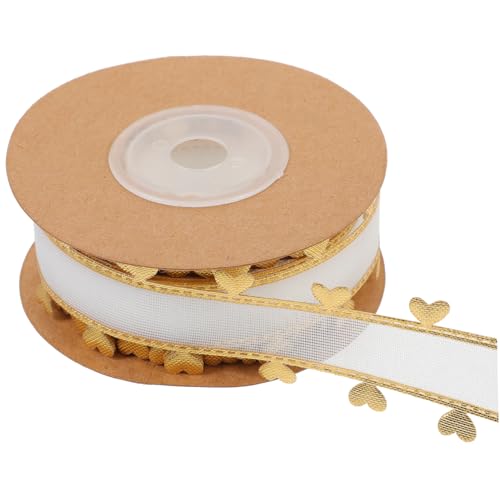DOITOOL 1 Rolle Paketband für den täglichen Gebrauch Prägeband mit Herzen geformt weißes Band Ripsband mit Herz-Aufdruck schneidbares Geschenkband gestaltetes Paketband Polyester Golden DOITOOL 1 Rolle Paketband für den täglichen Gebrauch Prägeband mit Herzen geformt weißes Band Ripsband mit Herz-Aufdruck schneidbares Geschenkband gestaltetes Paketband Polyester Golden von DOITOOL