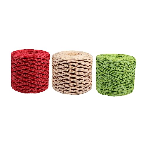 DOITOOL 1 Satz Raffia-papierseilrolle Orangefarbenes Band Lieferungen Chiffonband Makramee-schnur Rotes Band Seidenband Ribbon Raffiagarn Geschenkverpackungsband Papierfaden 3 Rollen von DOITOOL