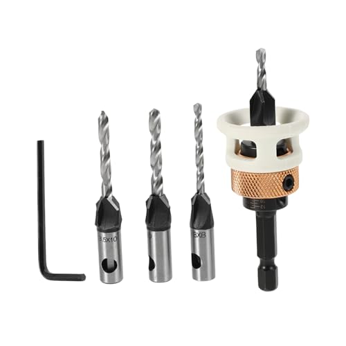 DOITOOL 1 Satz Senker Bohrer Set Mit Einstellbarer Tiefe Bit Set Für Holzbearbeitungszimmereiwerkzeuge Zum Genauen Bohren Versteckter Schrauben 6 Stück von DOITOOL