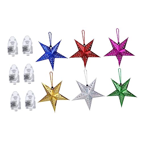 DOITOOL 1 Satz Weihnachtsstern Leuchtet Papiersterndecke Funkelnder Pentagramm-lampenschirm Weihnachtsstern Lampenschirm Papierlaterne Weihnachtskugeln 3d Weihnachten Knopfelektronik von DOITOOL