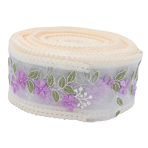 DOITOOL 1 Stück 30 Mesh -Hilfsmaterialien embroidery bastelzubehör handsfull handystativ unikal Perlen Spitzenbesatz Nähen Blumen-Spitzenband Stickerei Spitze Polyestergarn Violett von DOITOOL