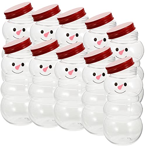 DOITOOL 10 Stück Schneemann Saftflaschen Weihnachten Getränkeflaschen Milchflaschen Weihnachten Süßigkeiten Gläser Geschenk Flaschen für Milch Getränke 500 ml von DOITOOL