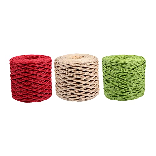 DOITOOL 2 Sätze Raffia-papierseilrolle Schleife Geschenkpapier Chiffon Orangefarbenes Band Lieferungen Bänder Makramee-schnur Schulbedarf Rotes Band Bastpapierband Papierfaden 3 Rollen * 2 von DOITOOL