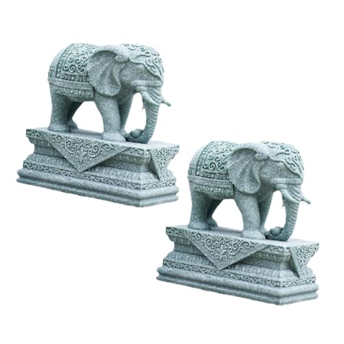 DOITOOL 2 Stk Elefantenornamente Aus Stein Mini-tierstatuen Elefantenstatue Klein Elefant Teehaustier Kleiner Chinesisches Miniaturdekor Elefantenfigur Bohemien Innere Grüner Sandstein von DOITOOL