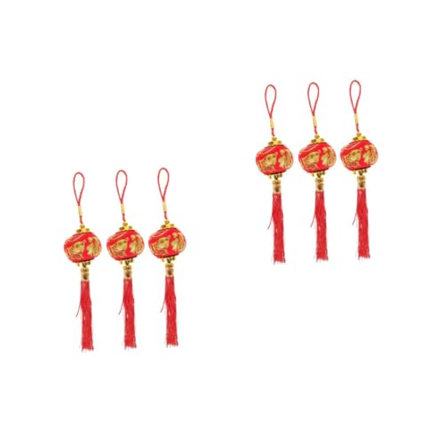 DOITOOL 2 Stk Laterne Jahr Dekorationen dekorativ Ornamente mit Lichtern Jahre Quaste chinese new year chinesisch neujahr house decoration Wohndeko zum Aufhängen Neujahr Stoff rot von DOITOOL