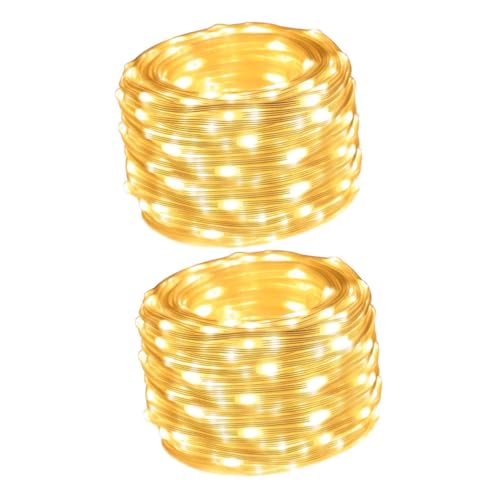 DOITOOL 2 Stk dekorative Lichterketten solarbetrieben Solar-Außenleuchten Solarlichtschlauch outdoor beleuchtung outdoor leuchte szene licht schmuck Outdoor-Szenenschmuck Plastik Weiß von DOITOOL