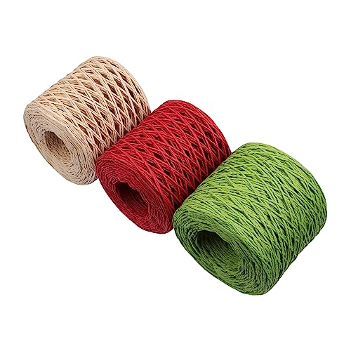 DOITOOL 3 Rollen Raffia-papierseilrolle Schulbedarf Bänder Geschenkpapier Chiffon Makramee-Schnur Lieferungen Schleife Taschentuch Rotes Band Orangefarbenes Band Raffiagarn Papierfaden von DOITOOL