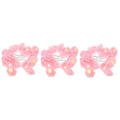 DOITOOL 3 Stück Schnur hochzeitsdeko led ligts hochzeitdeko inneneinrichtung hochzeitsdeco Draht hängende Blumen mit Lichtern kronleuchter LED-Licht Blumenlichter im Freien Stk Rosa von DOITOOL