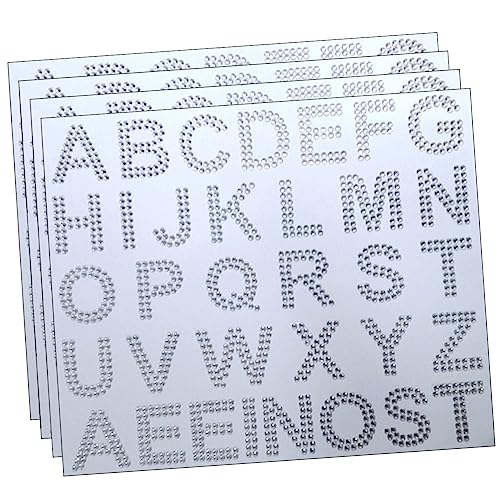 DOITOOL 4 Blätter Alphabet-aufkleber Strass-buchstaben Buchstabenaufkleber Strass-aufkleber Stick-edelsteine Glitter-alphabet-patches Zarte Strassbuchstaben Strasssteine Briefe Acryl Weiß von DOITOOL