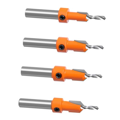 DOITOOL 4 Stück Kegelbohrer Holzbearbeitungsbohrer Senkbohrer Tischlerbohrer Nützlicher Bohrer Bohrer Für Graviermaschine Rundgriffbohrer Hartmetall Orange von DOITOOL