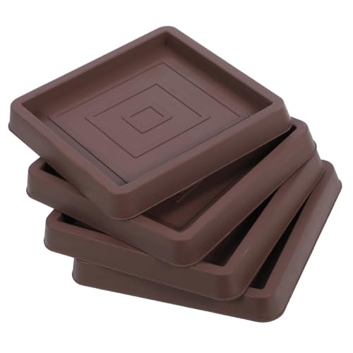 DOITOOL 4 Stück Rutschfeste Matte Geräteschieber Unterlage Quadratische Gießbecher Möbelbein Gleitet Stopper Bein-bodenschoner Stuhlbein Verstellbare Beine Möbelrollen Gummi Light Brown von DOITOOL