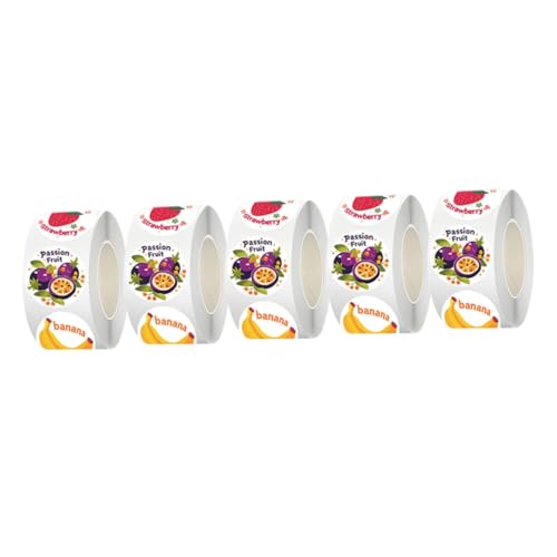 DOITOOL 5 Rollen Frucht Aufkleber mit Realistischem Design Runde Lebensmittel Etiketten Selbstklebend für Verpackungen Gefrierschrank Geschenksiegel für Scrapbooking Party und DOITOOL 5 Rollen Frucht Aufkleber mit Realistischem Design Runde Lebensmittel Etiketten Selbstklebend für Verpackungen Gefrierschrank Geschenksiegel für Scrapbooking Party und von DOITOOL