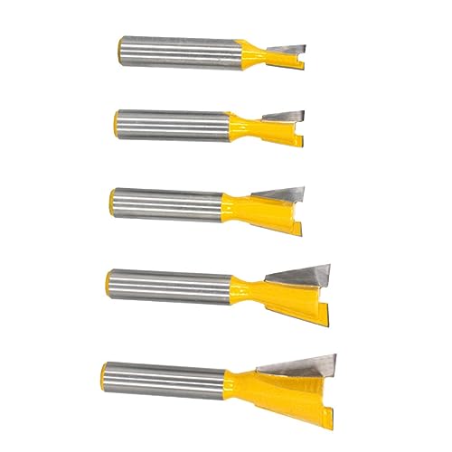 DOITOOL 5 Stück Sets Holzbearbeitungsschneider Router-bit Halbblinde Schwalbenschwanz-bits Holzbearbeitungswerkzeug Router-tool Fräser Durch Schwalbenschwanzbits Holztrimmer-bits Legierung von DOITOOL