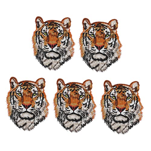 DOITOOL 5 Stück Tigerkopfdekorationsaufkleber Tiger-Patch bestickte Aufnäher für Kleidung retro Stickerei gestickter Tieraufnäher Aufnäher mit Tigerapplikation Polyester DOITOOL 5 Stück Tigerkopfdekorationsaufkleber Tiger-Patch bestickte Aufnäher für Kleidung retro Stickerei gestickter Tieraufnäher Aufnäher mit Tigerapplikation Polyester von DOITOOL