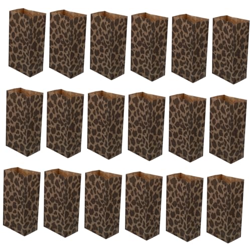 DOITOOL 50 Stück Backpapiertüte mit Leopardenmuster geschenktüten Große Einkaufstaschen Papiertüten für Lebensmittel tierische Papiertüte Snackbeutel für Tiere Leoparden-Süßigkeitstüten von DOITOOL