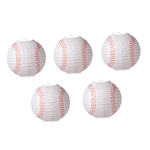 DOITOOL 5St Baseball-Papierlaterne Sport thematisiert geführte Baseballlaterne Baseballlampe fasching dekoration fasnachtsdeko einfache Laternendekoration Szene-Layout-Laterne Eisen Weiß von DOITOOL