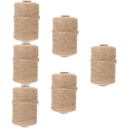 DOITOOL 6 Rollen Juteseil Webstuhl Herstellung Machen Seile Docht Hessische Schnur Verpackungsseil Schmuck Perlen Makramee Geflochten Chiffon Beschichtetes Kabel Bänder Khaki Betäuben von DOITOOL