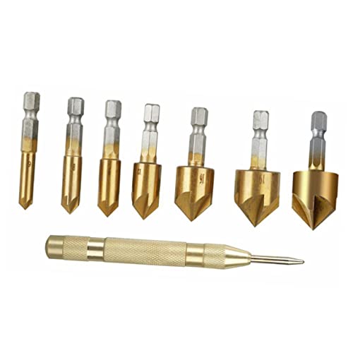 DOITOOL 8-teiliges Set Bohrer Aus Kohlenstoffstahl Bohrer Mit Fünf Klingen Senkbohrer Hohe Bohrer Grat Bohrer Entgratbit Senkfasenwerkzeug 5-schneidige Bohrer Fasbohrer Bohrer-set Holz von DOITOOL