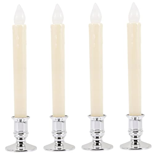 DOITOOL LED Flackerkerzen Set Realistische Batteriebetriebene Flameless Kerzen Mit Silbernem Fuß Ideal Für Hochzeiten Weihnachten Und Festliche Dekorationen von DOITOOL