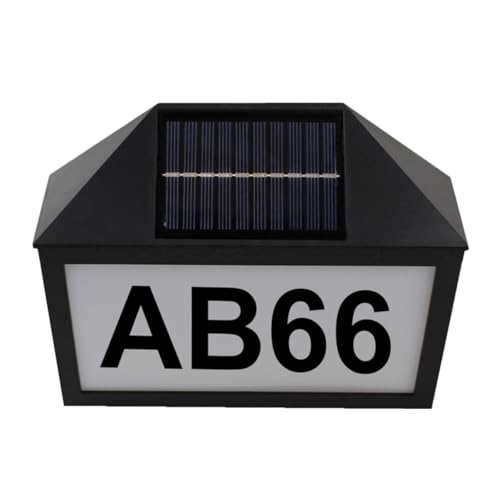 DOITOOL Tür Licht Lampe Häuser Adressschilder für Privathaushalte beleuchtet Laternen im Freien Solar Hausnummernschild Licht Adressschild Solarleuchte Solar-Nummernschild-Licht Abs Black von DOITOOL