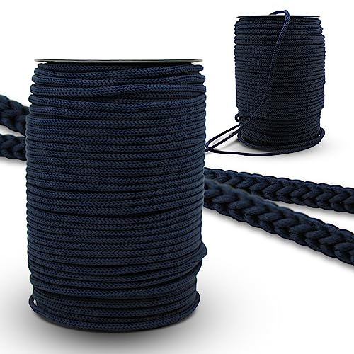 DOJA Barcelona | Seil Spule | 100m | Dunkelblaue Schnüre | 6mm Durchmesser | aus Polyester | Widerstandsfähig | Paracord-Schnur für Schnürsenkel, Sportschuhe, Tennisschuhe, Taschen, Rucksäcke, Armband von DOJA Barcelona