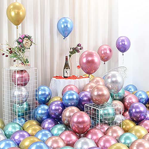 DOJoykey 20 Stück mehrfarbige Metallic-Luftballons, 12 Zoll große mehrfarbige Latexballons als Dekoration für Geburtstags- und Hochzeitsfeiern von DOJoykey