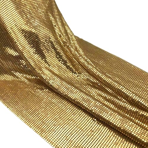 Glitzerndes Metallnetzgewebe, 45 x 150 cm, Kettennetz, Schmuck, Kleid, Basteln, Taschenherstellung (Gold) von DOKUYIE