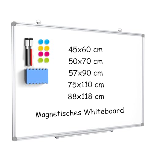 DOLLAR BOSS Magnetisches Whiteboard, 45X60CM Magnettafel Magnetpinnwand mit Whiteboard Stifte and White board Radiergummi, für Schule & Haus und Büro von DOLLAR BOSS