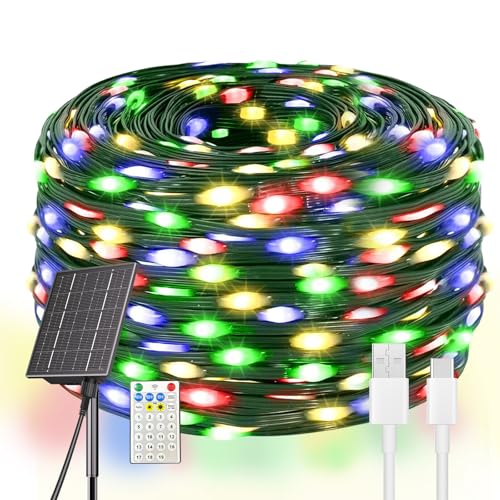 DOLUCKY Solar Lichterkette Außen 50M, 500LEDs Lichterketten Aussen, IP65 Wasserdicht Solarlichterkette Beleuchtung Deko für Garten, Terrasse, Yard, Haus, Hochzeit(Bunt) von DOLUCKY