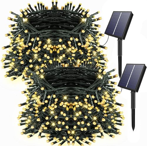 DOLUCKY [2 Stück] Solar Lichterkette Außen 20M, 400LEDs Lichterketten Aussen, IP65 Wasserdicht Solarlichterkette Beleuchtung Deko für Garten, Terrasse, Yard, Haus, Hochzeit(Warmweiß) von DOLUCKY