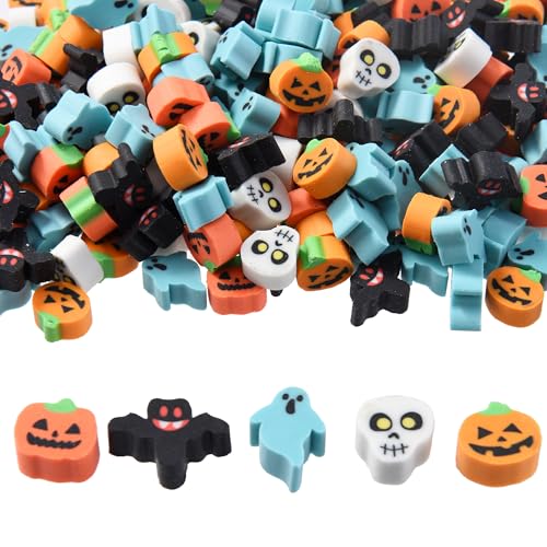 DOMG 300 Stück Mini-Halloween-Radiergummis für Kinder, niedlicher Mini-Kürbis-Geist, Fledermaus-Radierer, Großpackung für Halloween, Klassenzimmer, Partygeschenke, Geschenktütenfüller von DOMG