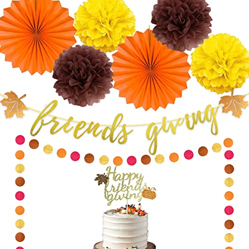 Freundschaftsgiving Party Dekoration Banner Kuchen Topper Dankbar Zubehör Papier Blume Fan Pom Poms Herbst Girlanden Herbst Hintergrund von DOMOO OF DREAMS