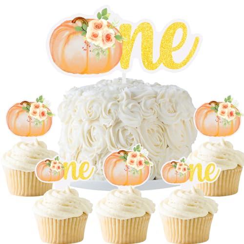 Kürbis 1. Geburtstag Tortenaufsatz Ein Kürbis Cupcake Topper Herbst Erster Geburtstag Party Halloween Oktober Geburtstag Tischdekorationen Orange von DOMOO OF DREAMS