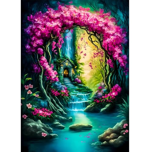 DOMROM Blumen Diamond Painting, Landschaft Diamant Painting Bilder Erwachsene, Diamant Malerei Kits Kinder 5D Diamant Art Painting Strass Stickerei Malerei Painting Set für Home Décor 30x40cm von DOMROM