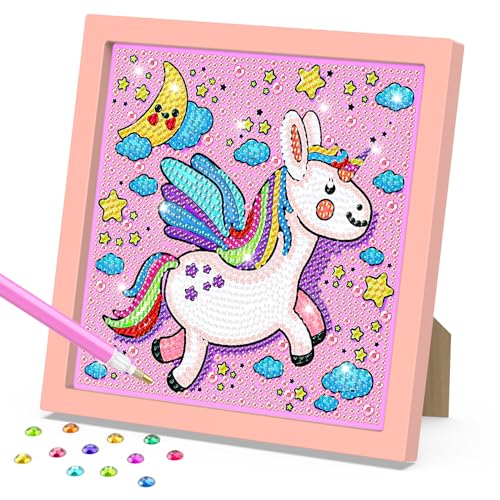 DOMROM Diamond Painting Kinder, 5D DIY Einhorn Diamond Painting Set Full Mosaic Making für Mädchen & Jungen Erwachsene, Diamant Painting Bilder Arts Craft für Home Wand Decor 18x18cm von DOMROM