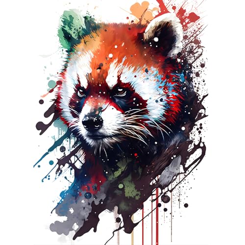 DOMROM Diamond Painting Kits für Erwachsene, 5D Rot Panda Diamant Painting Set, DIY Tier Diamond Art Kits Full Drill Gem Digitales Diamant Gemälde Stickerei für Gift Home Wall Decoration 30x40cm von DOMROM